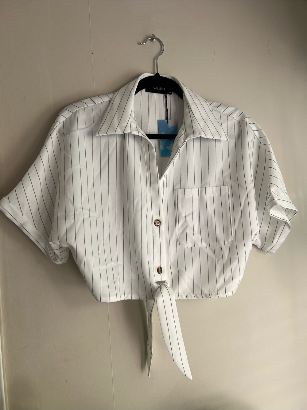 Cider cropped stripped shirt with collar